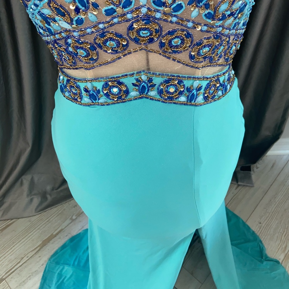 Sexy JOVANI blue dress - Picture 3 of 9